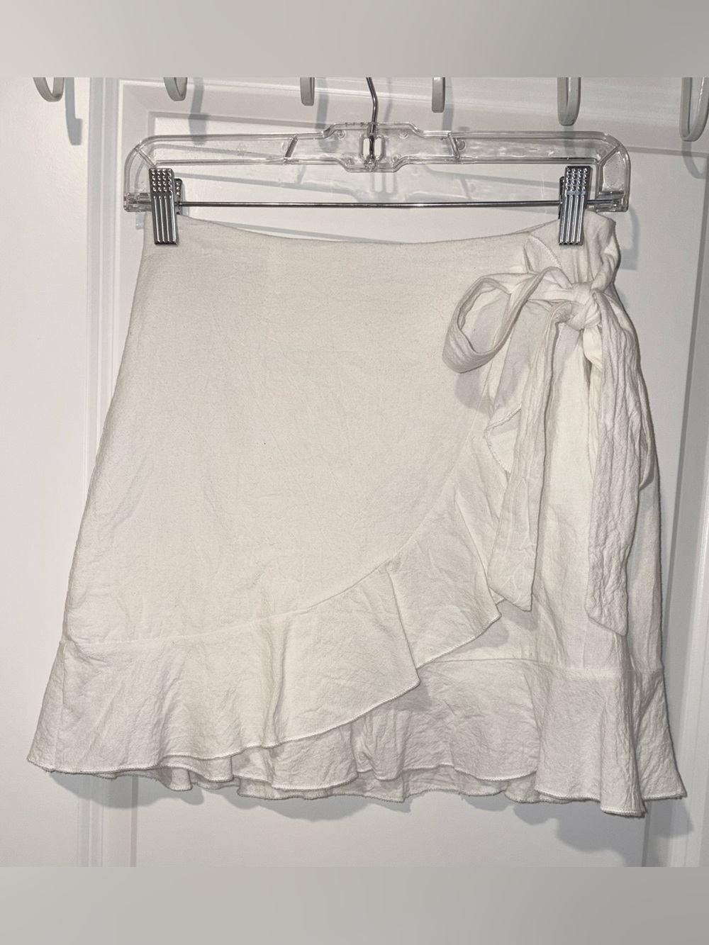Wrap Mini Skirt with Ruffle Hem